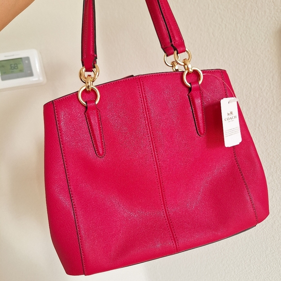 NWT Coach  Leather Minetta Crossbody Shoulder Bag Bright Pink Barbie Core $325 - Picture 6 of 8